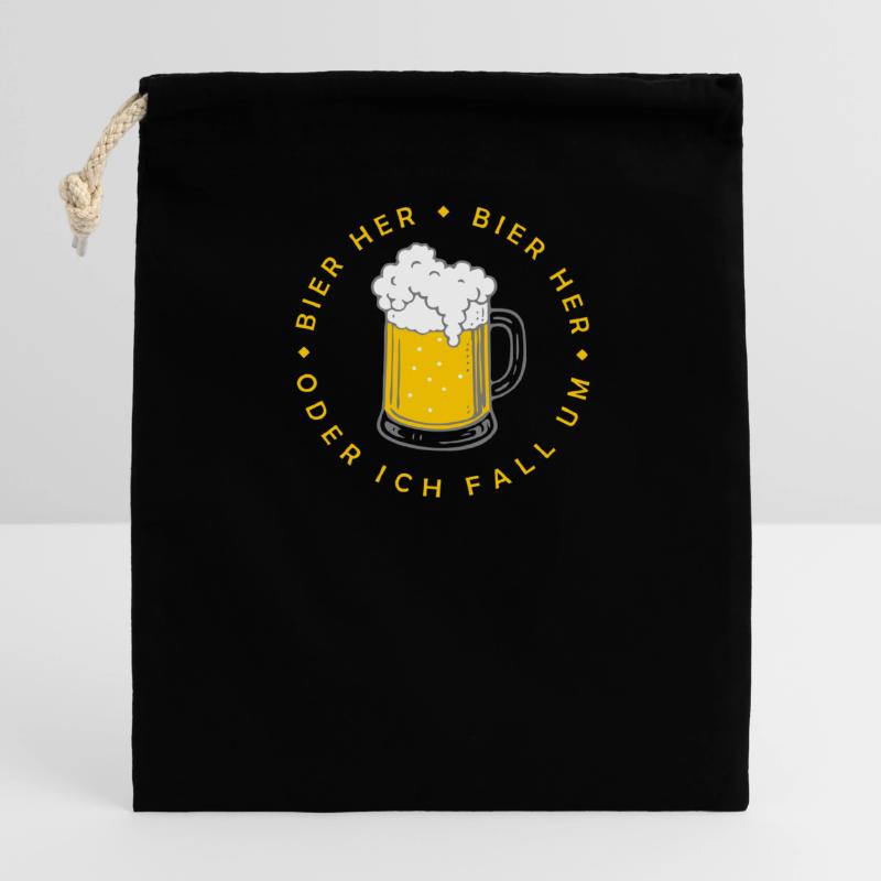 Bees here - Oder ich fall um! Closable cotton gift bag (14x20cm)