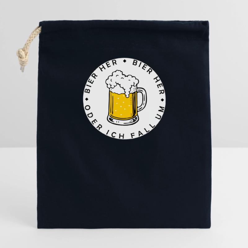 Bees here - Oder ich fall um! Closable cotton gift bag (14x20cm)