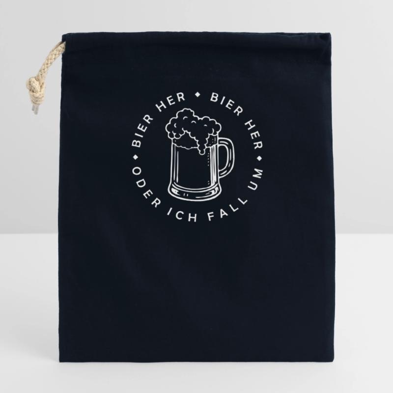 Bees here - Oder ich fall um! Closable cotton gift bag (14x20cm)