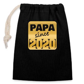 Papa 2020 - Verschließbarer Geschenkbeutel aus Baumwolle (14x20cm) - Schwarz - Vorne