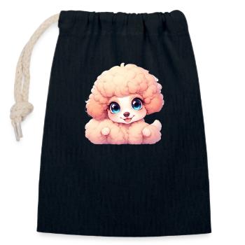 Caniche jouet rose — Faites sourire votre journée - Sac cadeau en coton avec cordon (14 x 20 cm) - bleu marine - Devant