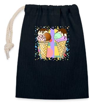Eis - Verschließbarer Geschenkbeutel aus Baumwolle (14x20cm) - Navy - Vorne