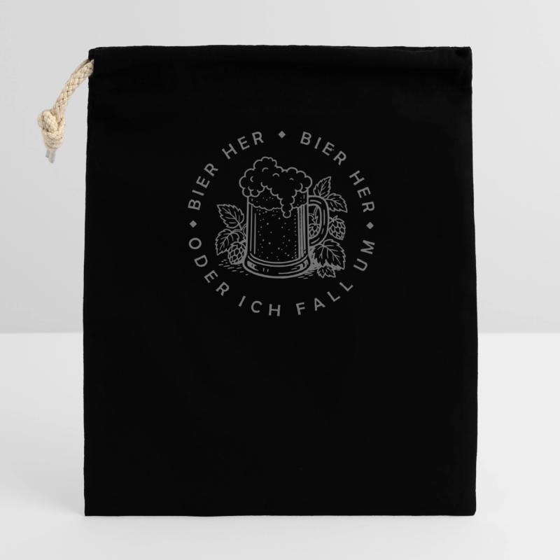 Bees here - Oder ich fall um! Closable cotton gift bag (14x20cm)