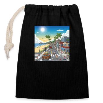 Straße in Newport Beach - Verschließbarer Geschenkbeutel aus Baumwolle (14x20cm) - Schwarz - Vorne