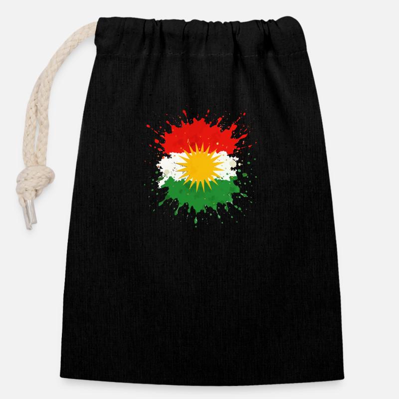 Kurdistan klatter - Gavepose i bomuld, der kan lukkes (14x20cm) - sort