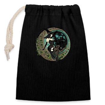 Halloween Witch Pinup – Spooky Retro Glam Design - Closable cotton gift bag (14x20cm) - black - Front