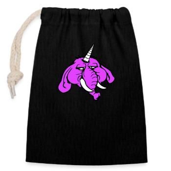 Unicorn, elephant, bad-tempered, angry, sad - Closable cotton gift bag (14x20cm) - black - Front