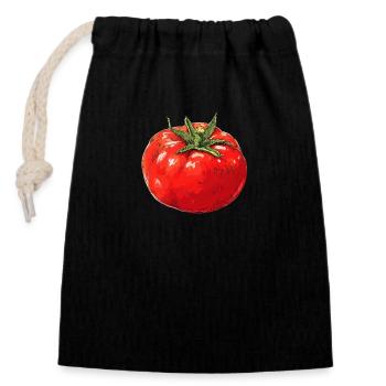 Tomate - Sac cadeau en coton avec cordon (14 x 20 cm) - noir - Devant