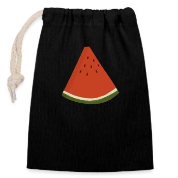 Watermelon Slice - Closable cotton gift bag (14x20cm) - black - Front