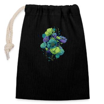 Cyber-Flowers – Illustration de fleur futuriste. - Sac cadeau en coton avec cordon (14 x 20 cm) - noir - Devant