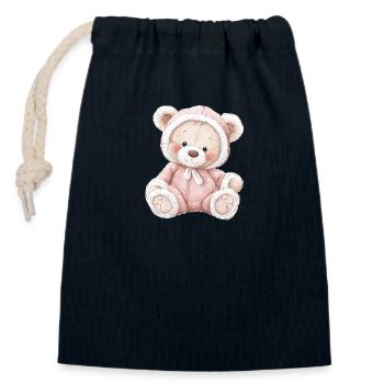 Cute Baby Teddy Bear - Closable cotton gift bag (14x20cm) - navy - Front
