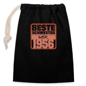 Geschwister 1956 - Verschließbarer Geschenkbeutel aus Baumwolle (14x20cm) - Schwarz - Vorne