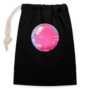 Retro Y2K Glitch Pixel Shirt – Neon Tech Vibes - Closable cotton gift bag (14x20cm) - black - Front