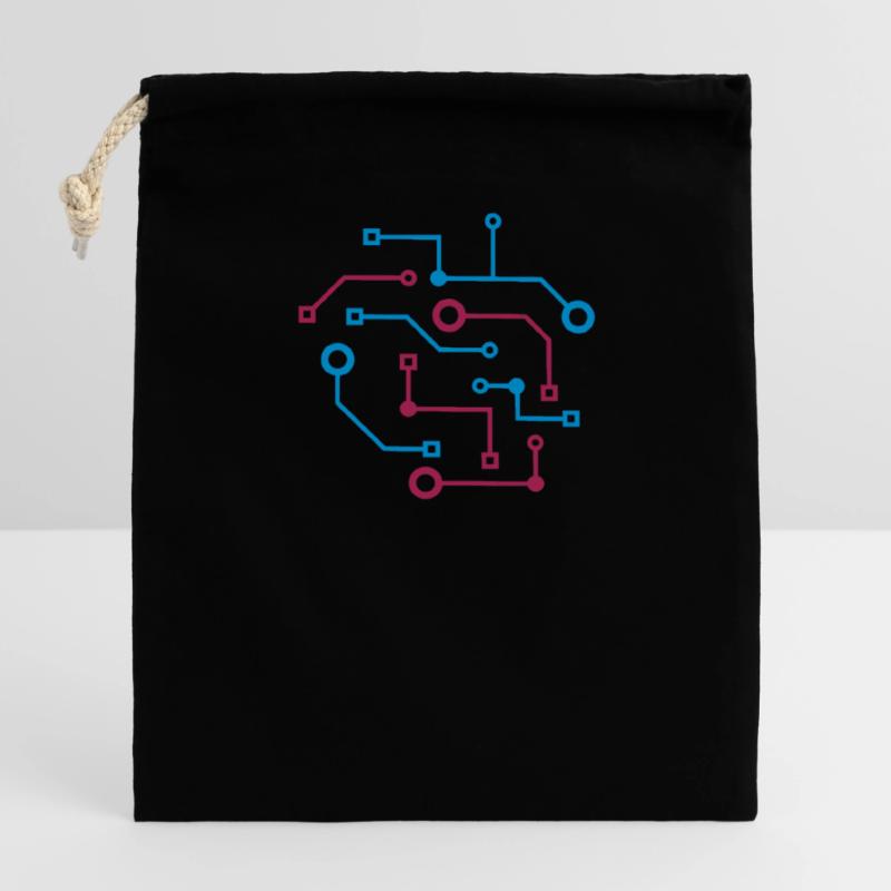 Computer Nerd CPU Data Circuit Electrical Closable cotton gift bag (14x20cm)