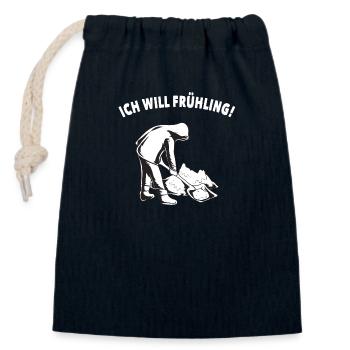 Funny shirt for snow shoveling - winter snow - Closable cotton gift bag (14x20cm) - navy - Front