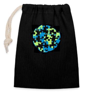 Pièces de puzzle de la terre pièce de puzzle construire spi - Sac cadeau en coton avec cordon (14 x 20 cm) - noir - Devant
