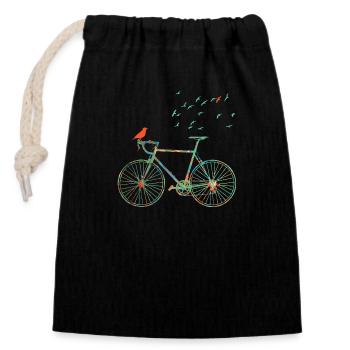 fahrrad e 4 - Verschließbarer Geschenkbeutel aus Baumwolle (14x20cm) - Schwarz - Vorne