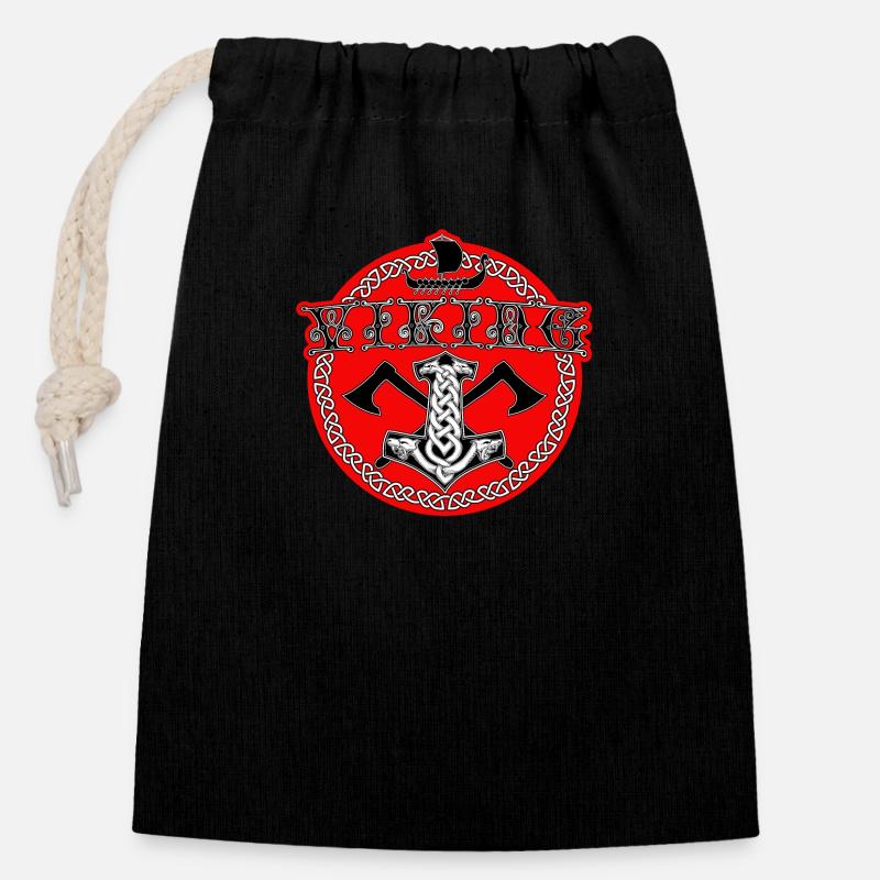 Viking - Closable cotton gift bag (14x20cm) - black