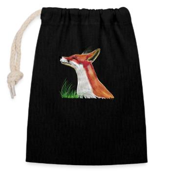 The little fox - Closable cotton gift bag (14x20cm) - black - Front