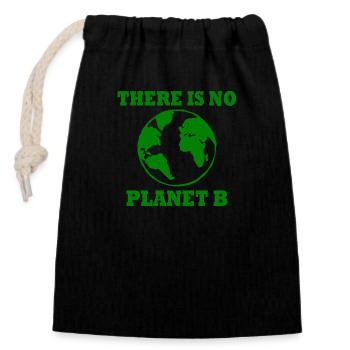 There is no planet B - Sac cadeau en coton avec cordon (14 x 20 cm) - noir - Devant