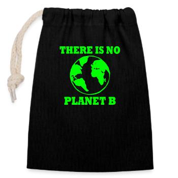 There is no planet B - Sac cadeau en coton avec cordon (14 x 20 cm) - noir - Devant