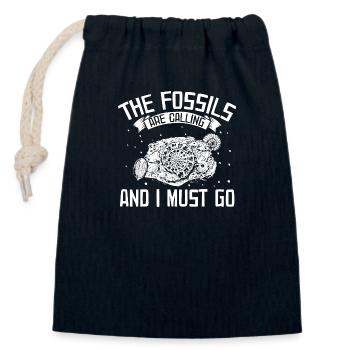 Fossil collectors | Fossils Collect Gift Idea - Closable cotton gift bag (14x20cm) - navy - Front