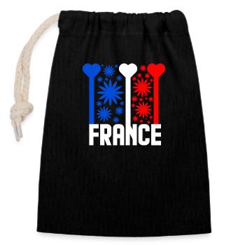 French flag blue white red - Closable cotton gift bag (14x20cm) - black - Front