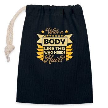 Who Needs Hair Spruch - Verschließbarer Geschenkbeutel aus Baumwolle (14x20cm) - Navy - Vorne