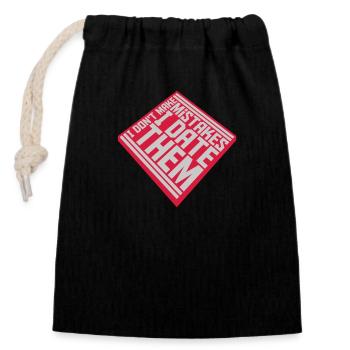 Date Mistakes Quote Logo - Closable cotton gift bag (14x20cm) - black - Front