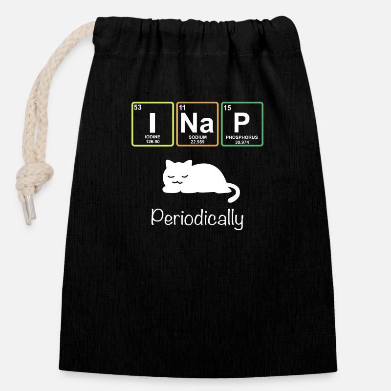 I Nap Periodically - Funny Science Cat Katze - Closable cotton gift bag (14x20cm) - black