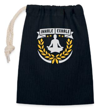 Inspirez expirez Yoga citation - Sac cadeau en coton avec cordon (14 x 20 cm) - bleu marine - Devant
