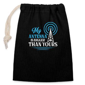 Mon antenne est plus grande que la vôtre Opérateur amateur - Sac cadeau en coton avec cordon (14 x 20 cm) - noir - Devant