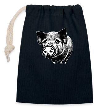 porc doux porcs porcs animaux animaux 9 - Sac cadeau en coton avec cordon (14 x 20 cm) - bleu marine - Devant