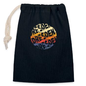 Dresden Germany City Vintage Retro Skyline - Closable cotton gift bag (14x20cm) - navy - Front