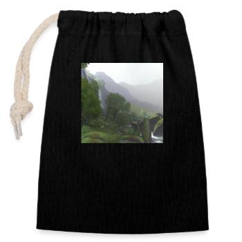 Schöne Landschaft im Nebel - Verschließbarer Geschenkbeutel aus Baumwolle (14x20cm) - Schwarz - Vorne