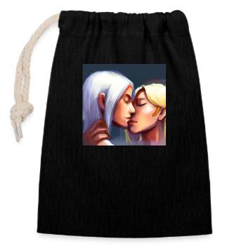 LGBT Queer kiss 🌈🌈 - Closable cotton gift bag (14x20cm) - black - Front