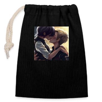 LGBT Queer kiss 🌈🌈 - Closable cotton gift bag (14x20cm) - black - Front