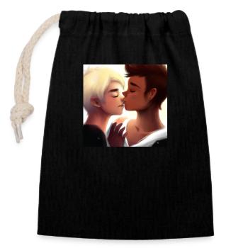 LGBT Queer kiss 🌈🌈 - Closable cotton gift bag (14x20cm) - black - Front