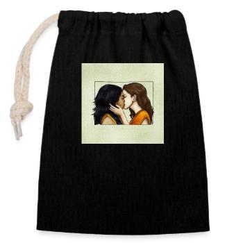 LGBT Queer kiss 🌈🌈 - Closable cotton gift bag (14x20cm) - black - Front