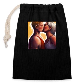 LGBT Queer kiss 🌈🌈 - Closable cotton gift bag (14x20cm) - black - Front