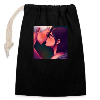 LGBT Queer kiss 🌈🌈 - Closable cotton gift bag (14x20cm) - black - Front