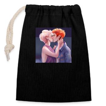 LGBT Queer kiss 🌈🌈 - Closable cotton gift bag (14x20cm) - black - Front