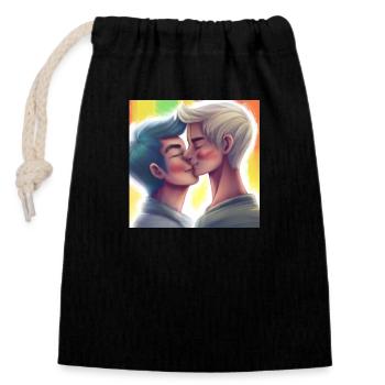 LGBT Queer kiss 🌈🌈 - Closable cotton gift bag (14x20cm) - black - Front