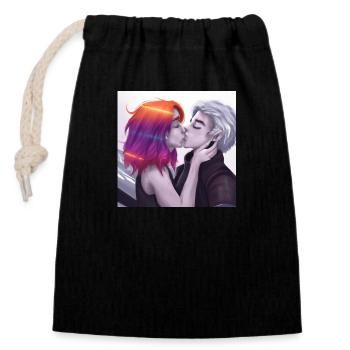 LGBT Queer kiss 🌈🌈 - Closable cotton gift bag (14x20cm) - black - Front