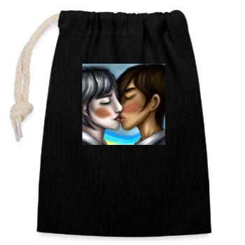LGBT Queer kiss 🌈🌈 - Closable cotton gift bag (14x20cm) - black - Front