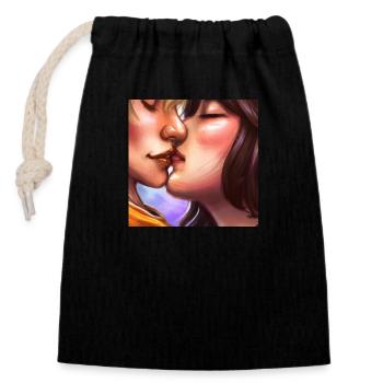 LGBT Queer kiss 🌈🌈 - Closable cotton gift bag (14x20cm) - black - Front