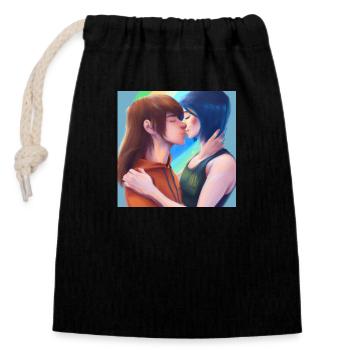 LGBT Queer kiss 🌈🌈 - Closable cotton gift bag (14x20cm) - black - Front