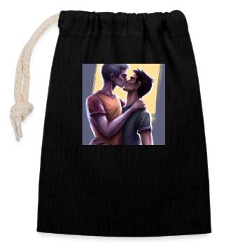 LGBT Queer kiss 🌈🌈 - Closable cotton gift bag (14x20cm) - black - Front
