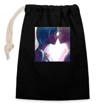 LGBT Queer kiss 🌈🌈 - Closable cotton gift bag (14x20cm) - black - Front