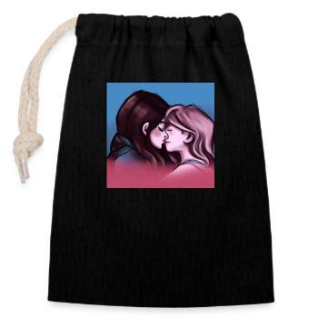 LGBT Queer kiss 🌈🌈 - Closable cotton gift bag (14x20cm) - black - Front